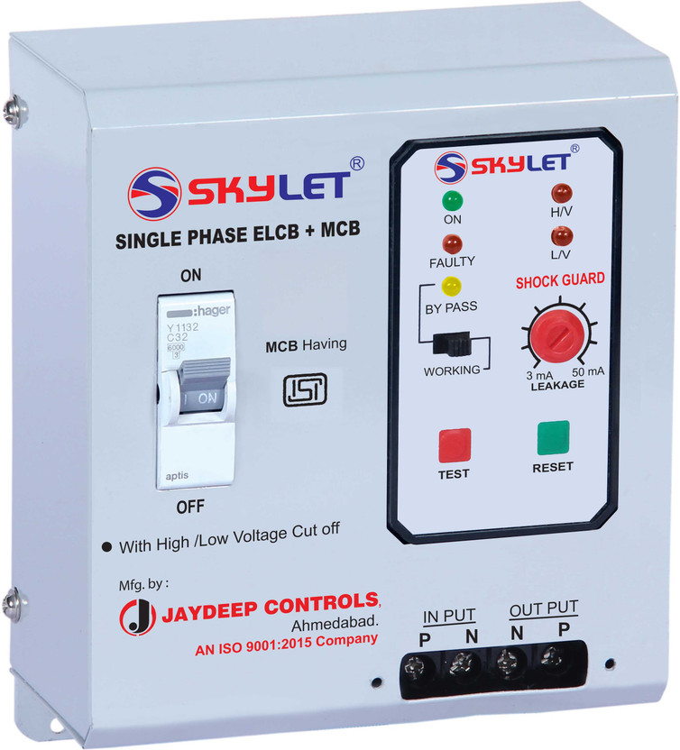 SKYLET ELCB+MCB SINGAL PHASE 2 POLE ELCB METAL BODY MODULER MCB(2)