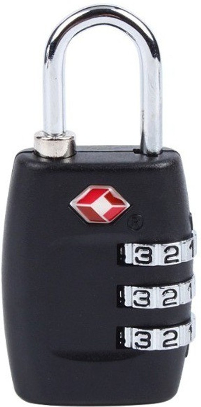 DOCOSS TSA Approved 3 Digit USA luggage Bag Number Padlock For Travelling International Safety Lock(Black)