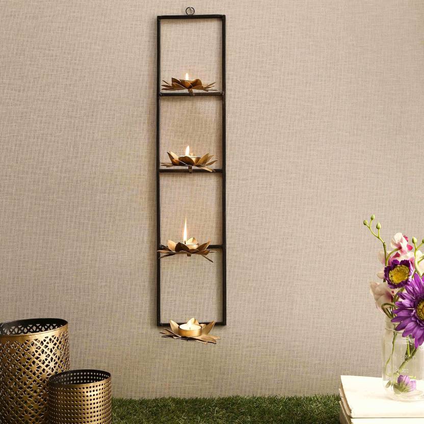 Unravel India Gold Black Metal Wall Tea