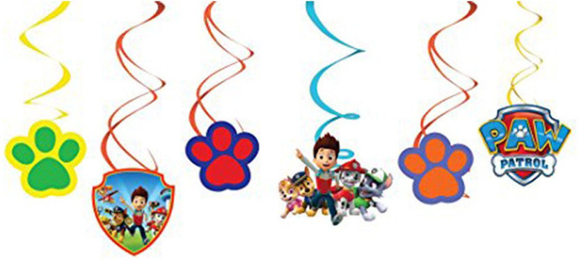 6 Pack Paw Patrol Happy Birthday Party Hanging Swirls Wall Ceiling