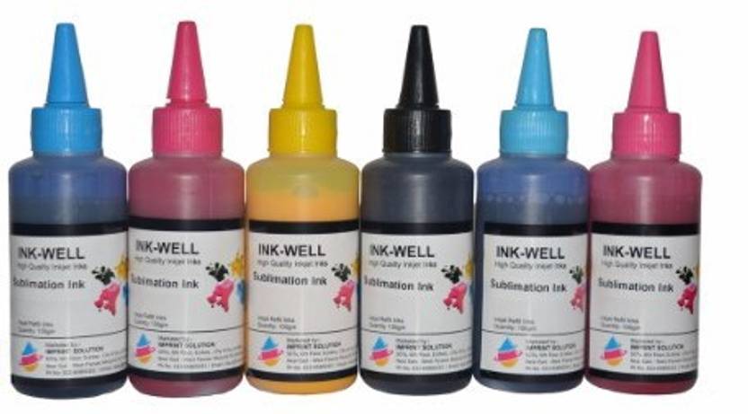 Ink Well Sublimation Ink - BK, C, M, Y, LC, LM - 6 Colors set Compatiable Ink with Epson L800 / L1800/L805/L850/L810 printers Multi Color Ink