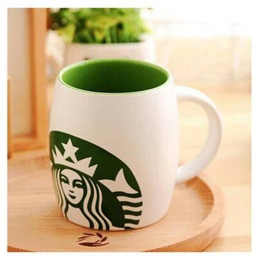 Artistic India Starbucks White Mug With Lid Spoon Ceramic Mug - 