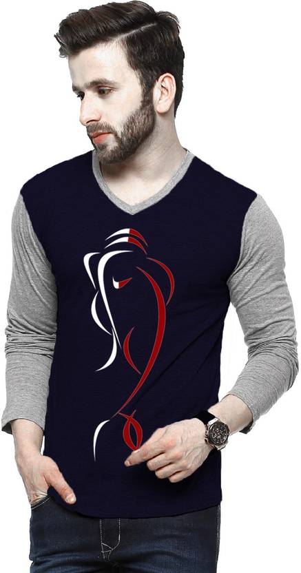 Tripr Printed Men V-neck Multicolor T-Shirt