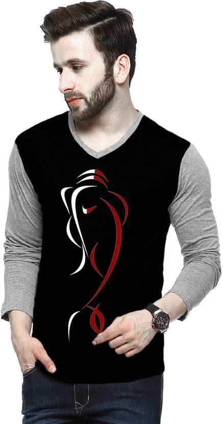 Tripr Printed Men V-neck Multicolor T-Shirt