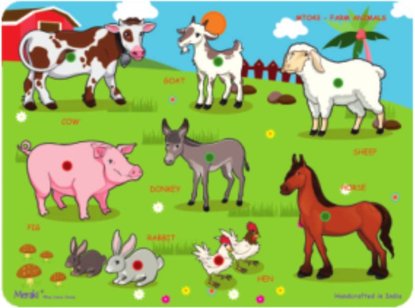 wood o plast puzzle cutouts with knobs farm animals price in india