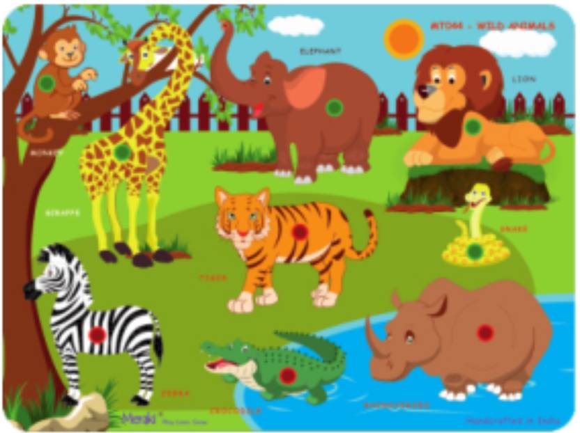 wood o plast puzzle cutouts with knobs wild animals price in india