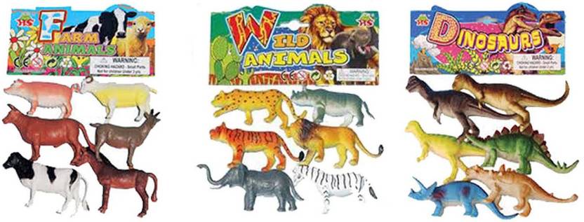 myra combo of farm animals wild animals dinosaur figures set