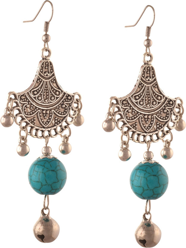 Zephyrr Fashion Dangler Hook Earrings for Girls Lightweight with Metallic Beads
