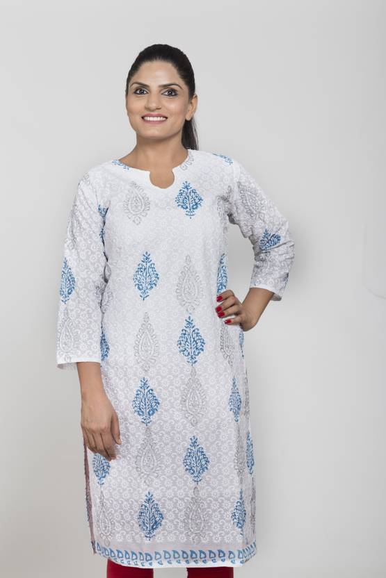 Lamara Women Chikan Embroidery A Line Kurta Lamara Women Chikan Embroidery A Line Kurta