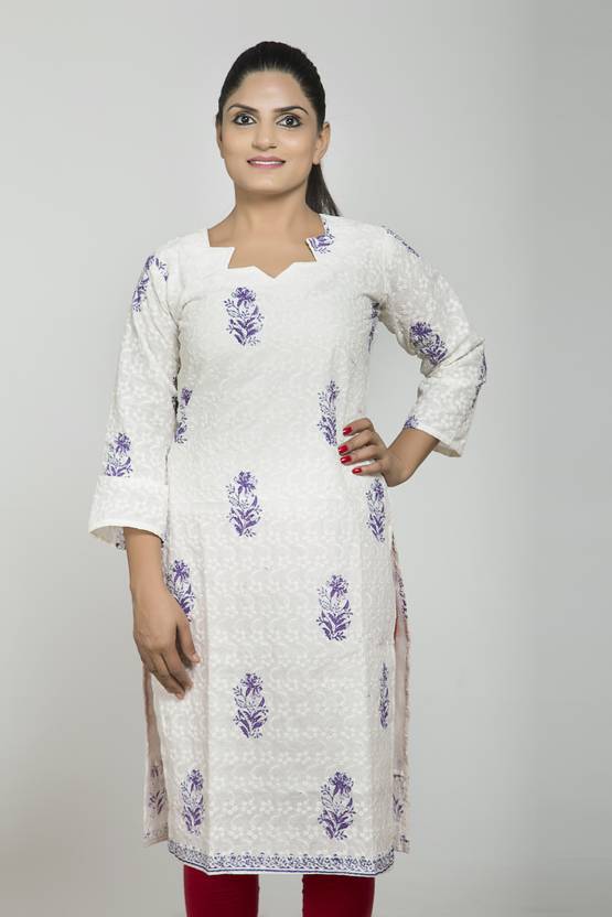 Lamara Women Chikan Embroidery A Line Kurta Lamara Women Chikan Embroidery A Line Kurta