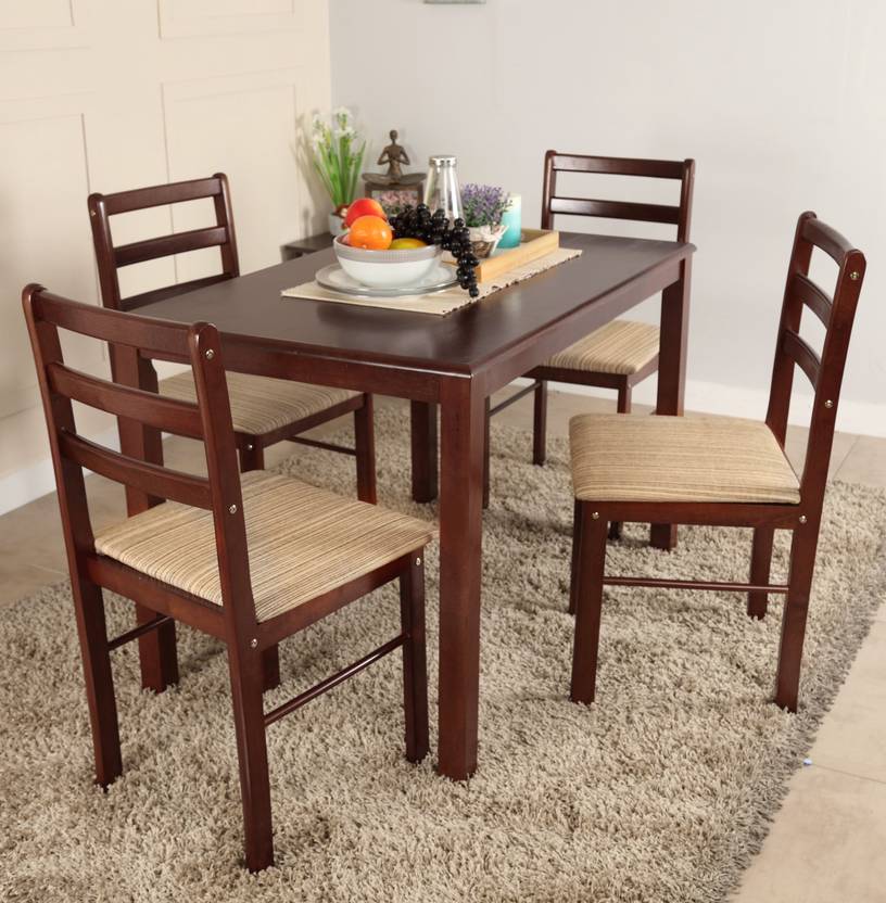 Woodness Solid Wood 4 Seater Dining Set In India Woodness Solid Wood 4 Seater Dining Set