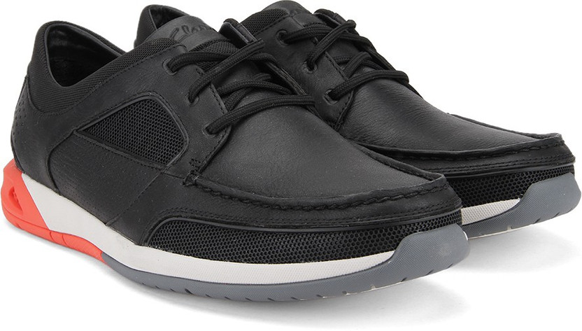 clarks black leather loafers