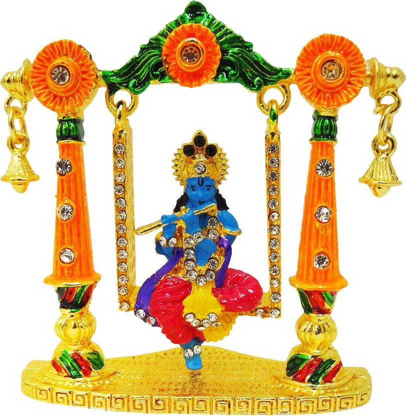 Fabzone Gold Plated With Stone Finish Lord Krishna Statue Hindu