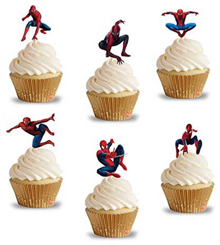 Party Propz Multicolor Cupcake Topper Set Of 14 Pcs Spiderman