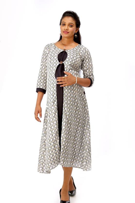 Ziva Maternity Wear Women Fit And Flare White Black Dress Buy