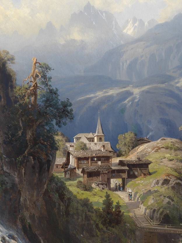 Ravgar A Beautiful Village In Mountains Nature Canvas
