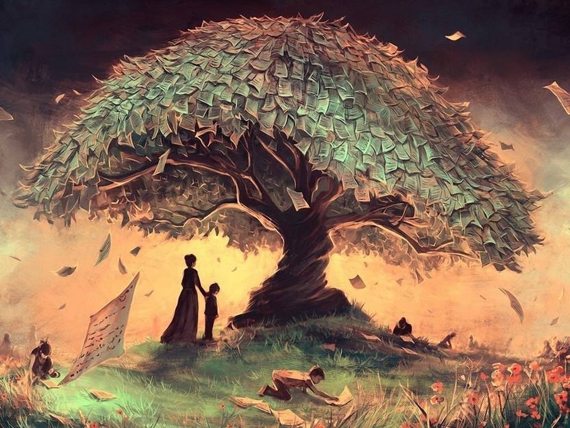 Ravgar Digital Art Fantasy Paper Tree Silhoutte Nature
