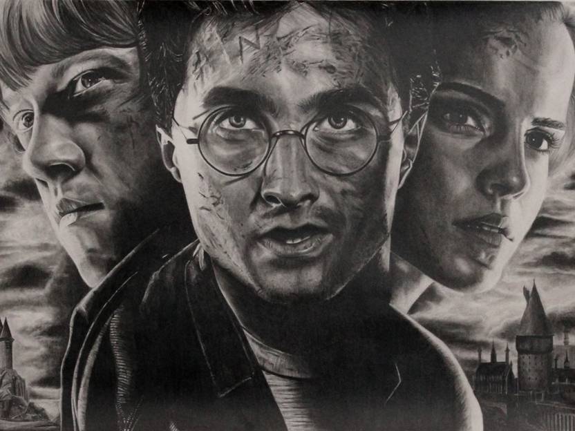 Ravgar Harry Potter Ron Weasley Hermione Granger Sketch
