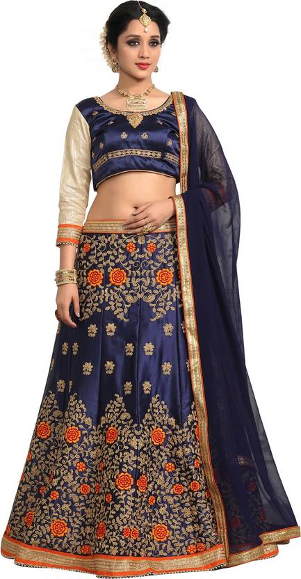 Fab Valley Embroidered Women's Lehenga, Choli and Dupatta Set