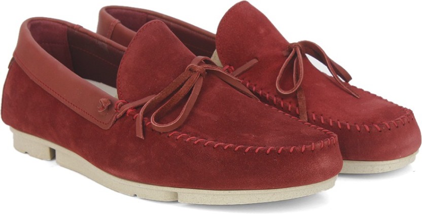 Men's Clarks TRIMOCC KNOT Brick Red Suede Slip-On Moccasins Boat Shoes Loafers 