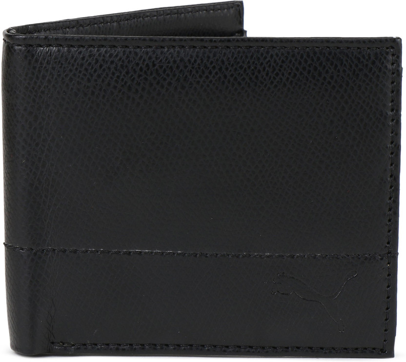 puma black leather wallet