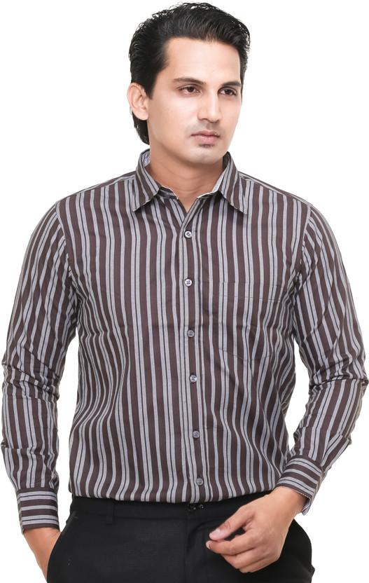 OLD KHAKI Men Striped Formal Green
