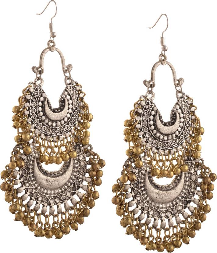 Flipkart Zephyrr Fashion German Silver Turkish Flipkart Zephyrr Fashion German Silver Turkish Style Beaded Chandbali Earrings For Women Alloy Dangle Earring Online At Best Prices In