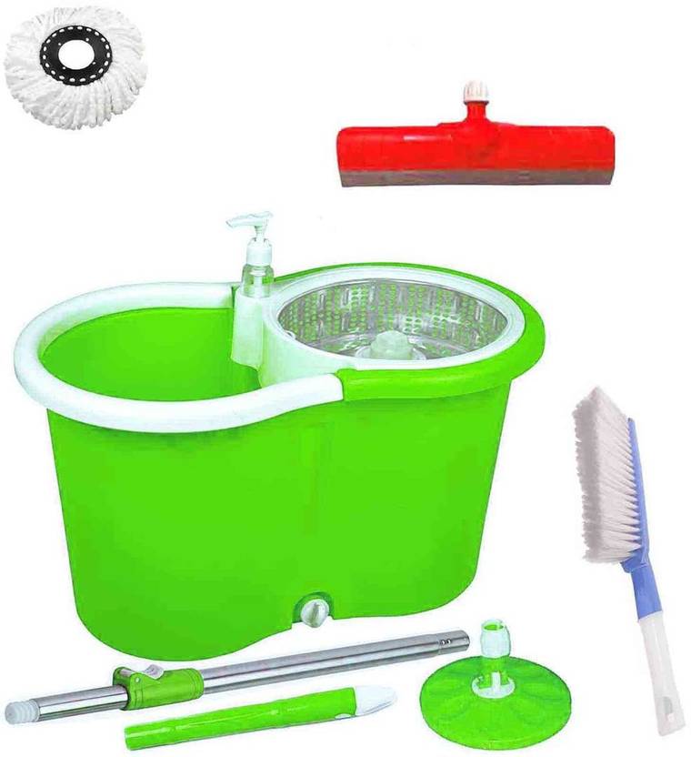 CREZON DISPENSER MOP WITH 1 REFILLS WITH FLOOR WIPER WITH BLUE CARPET