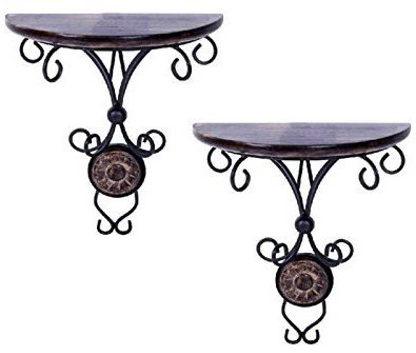 Decorasia Wooden Wrought Iron Wall Bracket Rack Decorasia Wooden Wrought Iron Wall Bracket Rack Shelf