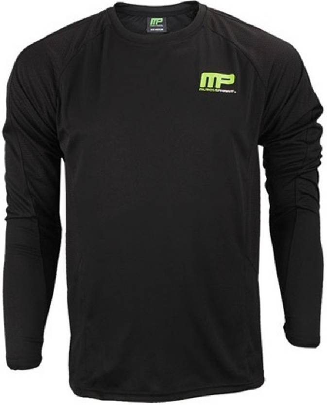 MUSCLEPHARM Solid Men Round Neck Black T-Shirt - Buy ...