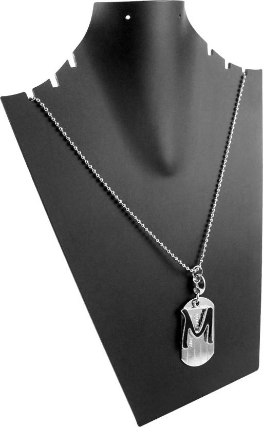 estore M alphabet name plate dog tag pendant with chain necklace Metal  Locket Price in India - Buy estore M alphabet name plate dog tag pendant  with chain necklace Metal Locket Online