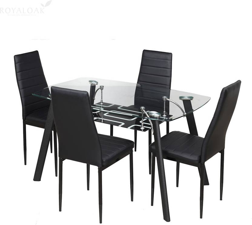 Royaloak Milan Glass 4 Seater Dining Set In India Royaloak Milan Glass 4 Seater Dining Set