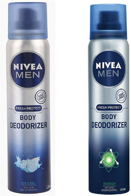 NIVEA MEN ENERGY BODY DEODORIZER 120ML + NIVEA MEN ICE COOL BODY DEODORIZER 120ML Deodorant Spray  -  For Men(120 ml, Pack of 2)