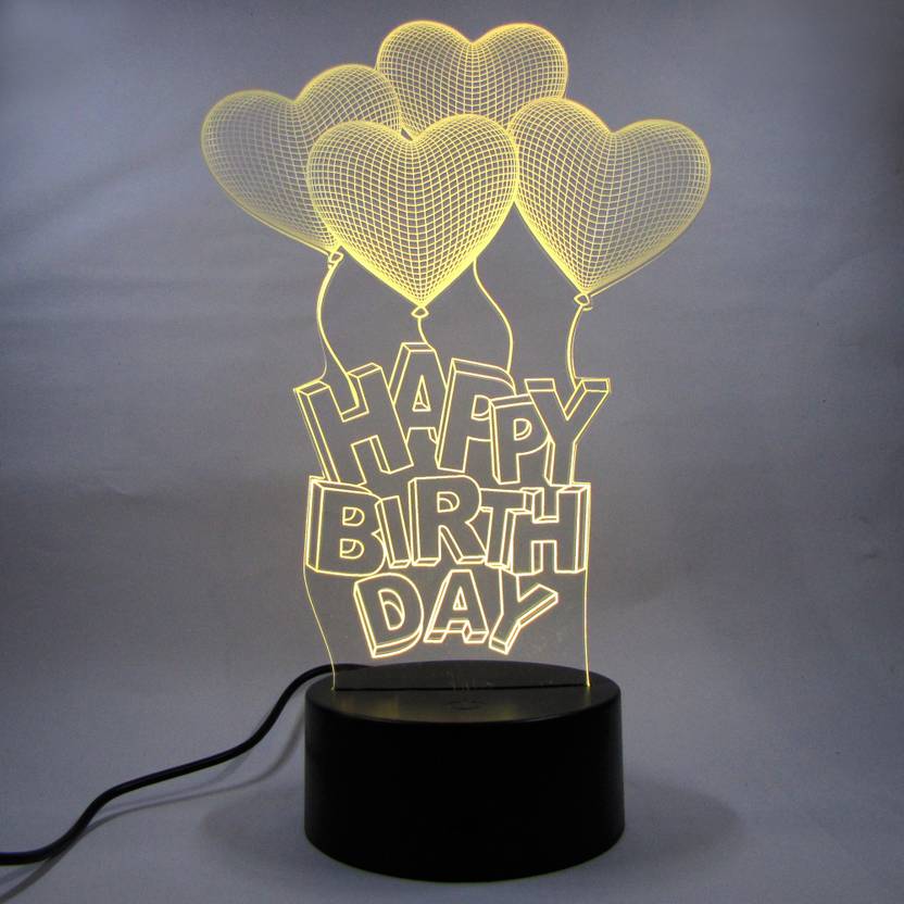 Varna Crafts Lams 3d Illusion Happy Birthday Balloons Led Lamp Varna Crafts Lams 3d Illusion Happy Birthday Balloons Led Lamp Night 23 Cm Black