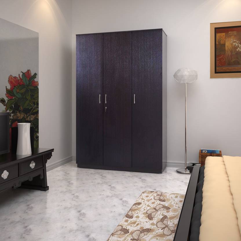 Hometown Prime 3 Door Wenge Engineered Wood Almirah Price in India