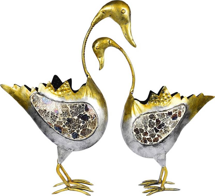 Maple Craft Beautiful Design Mosiac Glass Golden Duck Set Of