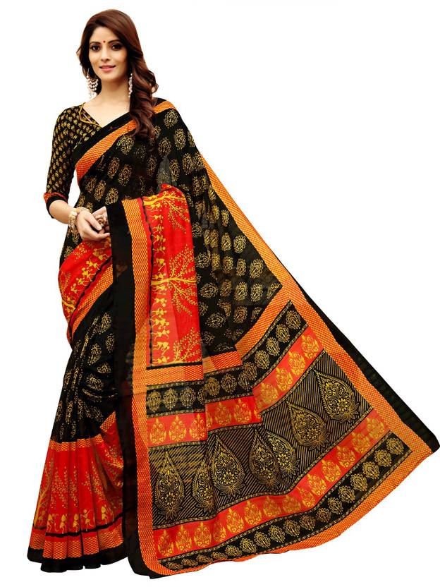 Fabland Printed Bhagalpuri Art Silk Saree