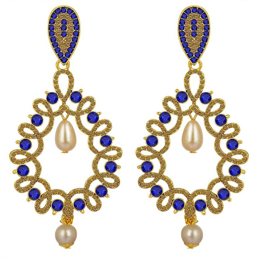 Flipkart Com Spargz Ethnic Gold Plated Ad Stone With Pearl Big Spargz Ethnic Gold Plated Ad Stone With Pearl Big Long Indian Style Dangle Earrings For