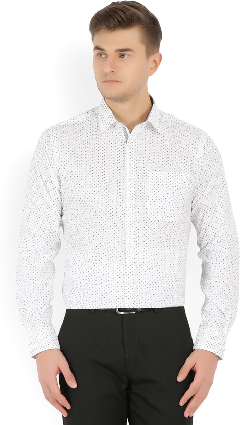Raymond white printed shirt clearance