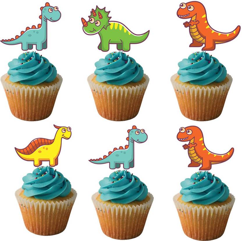 Party Propz Multicolor Cup Cake Topper Pack Of 14dinosaur Birthday