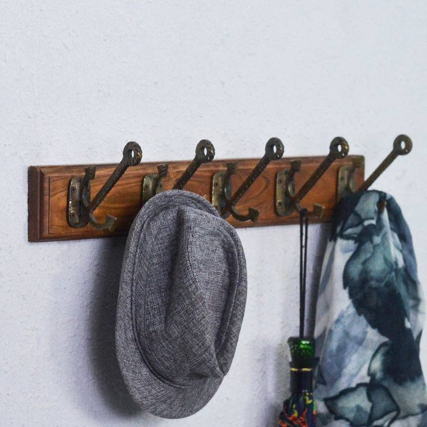Casa Decor Premium Acacia Wood Rail Rack 24 Inch 4 Decorative Wall