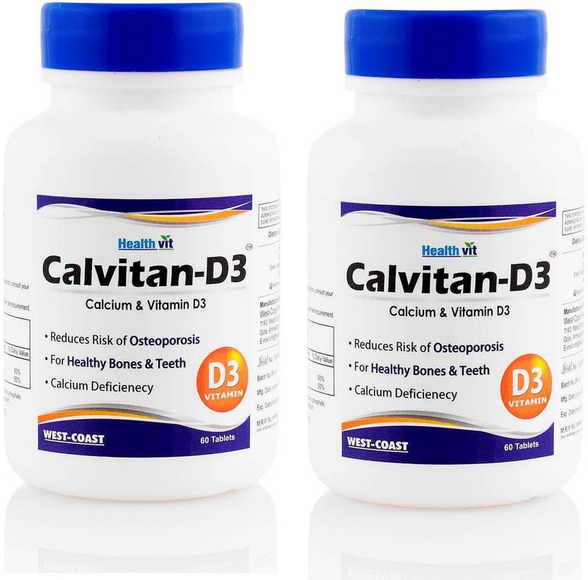 Healthvit Calvitan D3 Calcium Vitamin D3 60 Tablets Pack Of 2