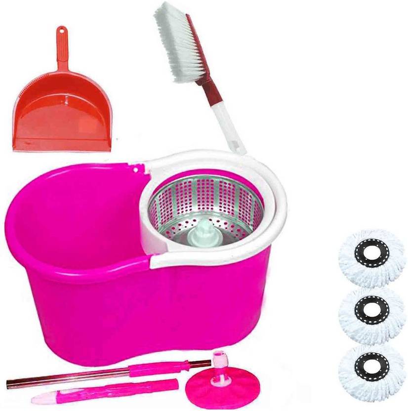 CREZON Classic Fresh Mop with 3 microfibers with dustpan with carpet