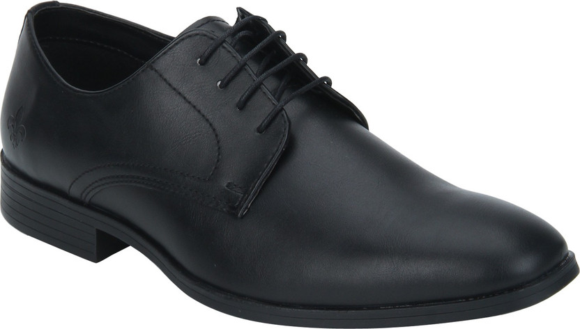 Red Tape Black Derby Shoes - PaisaWapas