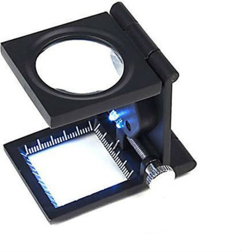 Fingerprint Master Metal Folding Pocket LED With Scale 10X Magnifying
