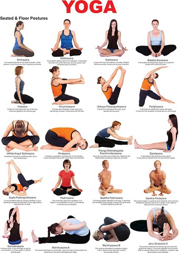 Poster Yoga Poses Chart Educational Poster Yoga Wall Chart