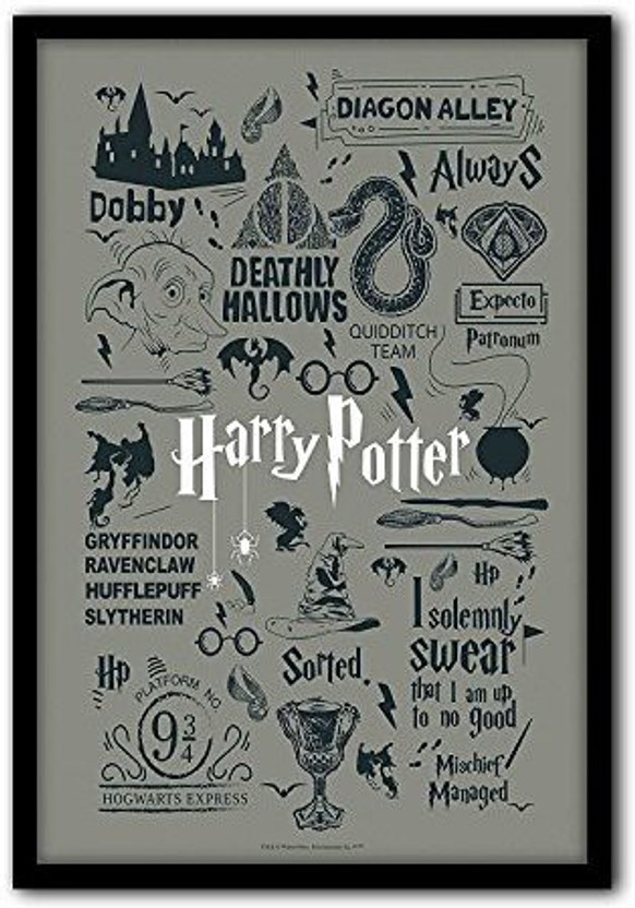 6 Harry Potter Colour Frame Posters Gryffindor Slytherin