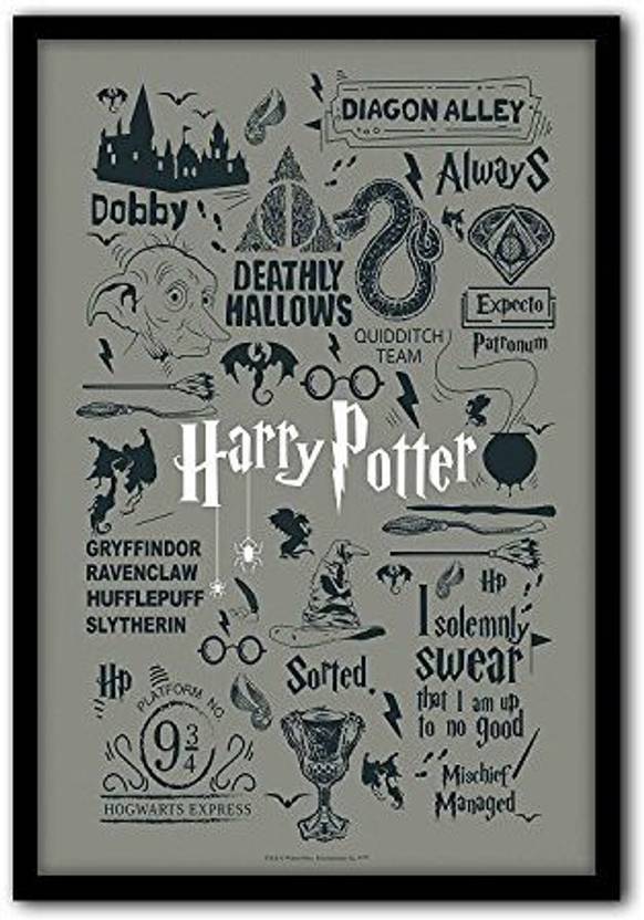 Official "Harry Potter" Grey , Wall Decor Home & Office Poster Print Art [ With Frame