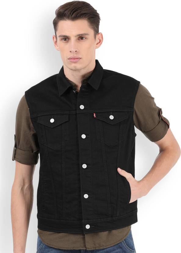 LEVI'S Sleeveless Solid Men Regular Jacket - Buy Black LEVI'S Sleeveless  Solid Men Regular Jacket Online at Best Prices in India 