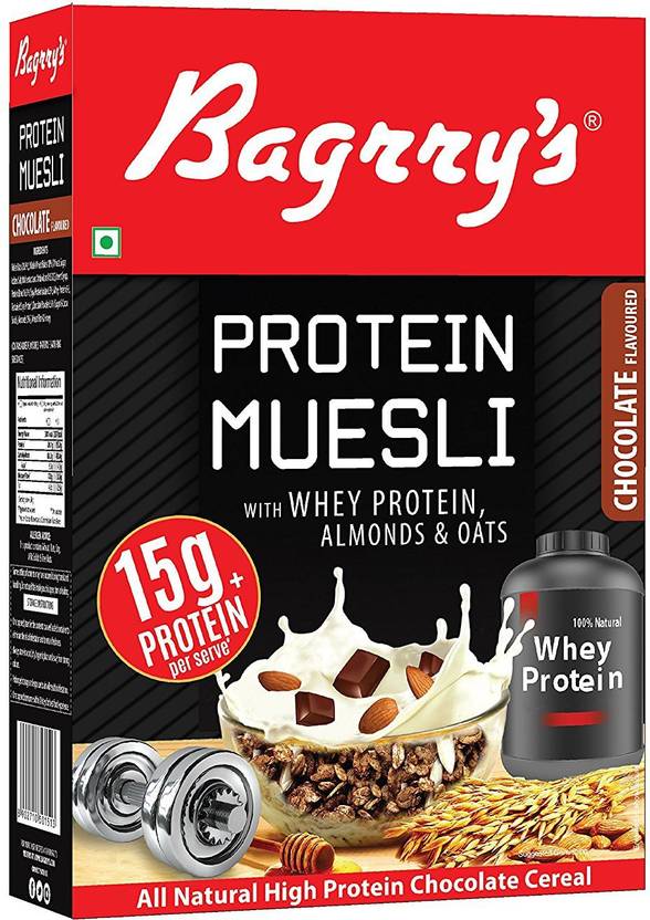 Bagrry's Protein Muesli with Whey Protein , Almonds and Oats, 500g Box
